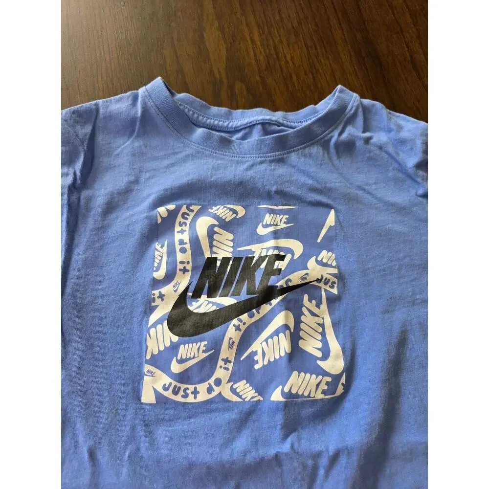 Nike‎ Kids T-Shirt Blue Graphic Logo Large